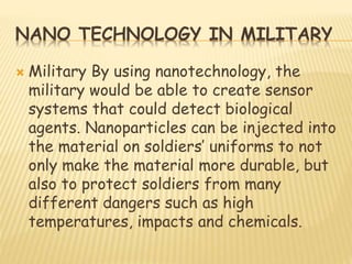 APPLICATION OF NANOTECHNOLOGY | PPTX