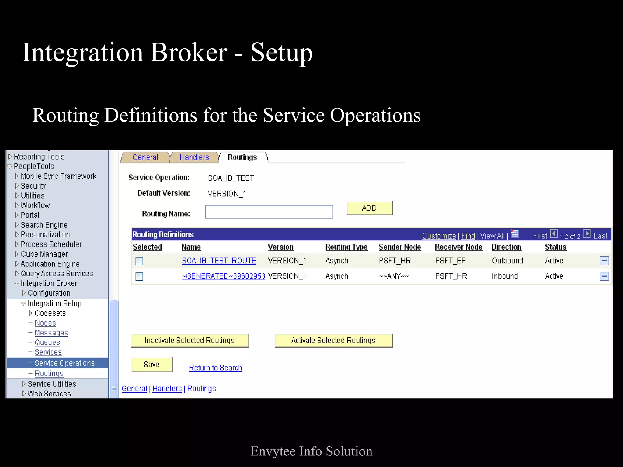 Integration Broker - Setup

Routing Definitions for the Service Operations




                         Envytee Info Solution
 