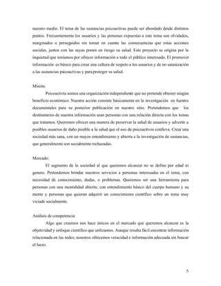 Psicoactivia, Resumen Ejecutivo