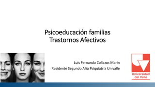 Psicoeducación familias
Trastornos Afectivos
Luis Fernando Collazos Marin
Residente Segundo Año Psiquiatría Univalle
 