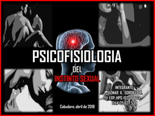 PSICOFISIOLOGIA
Nombre: Lizmar Gordillo
Cabudare; abril de 2018
DEL
INSTINTO SEXUAL
INTEGRANTE:
-LIZMAR K. GORDILLO R.
EXP.:HPS-153-00603
C.I.V-25.627.539
 