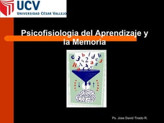 Psicofisiologia del Aprendizaje y
           la Memoria




                       Ps. Jose David Tirado R.
 