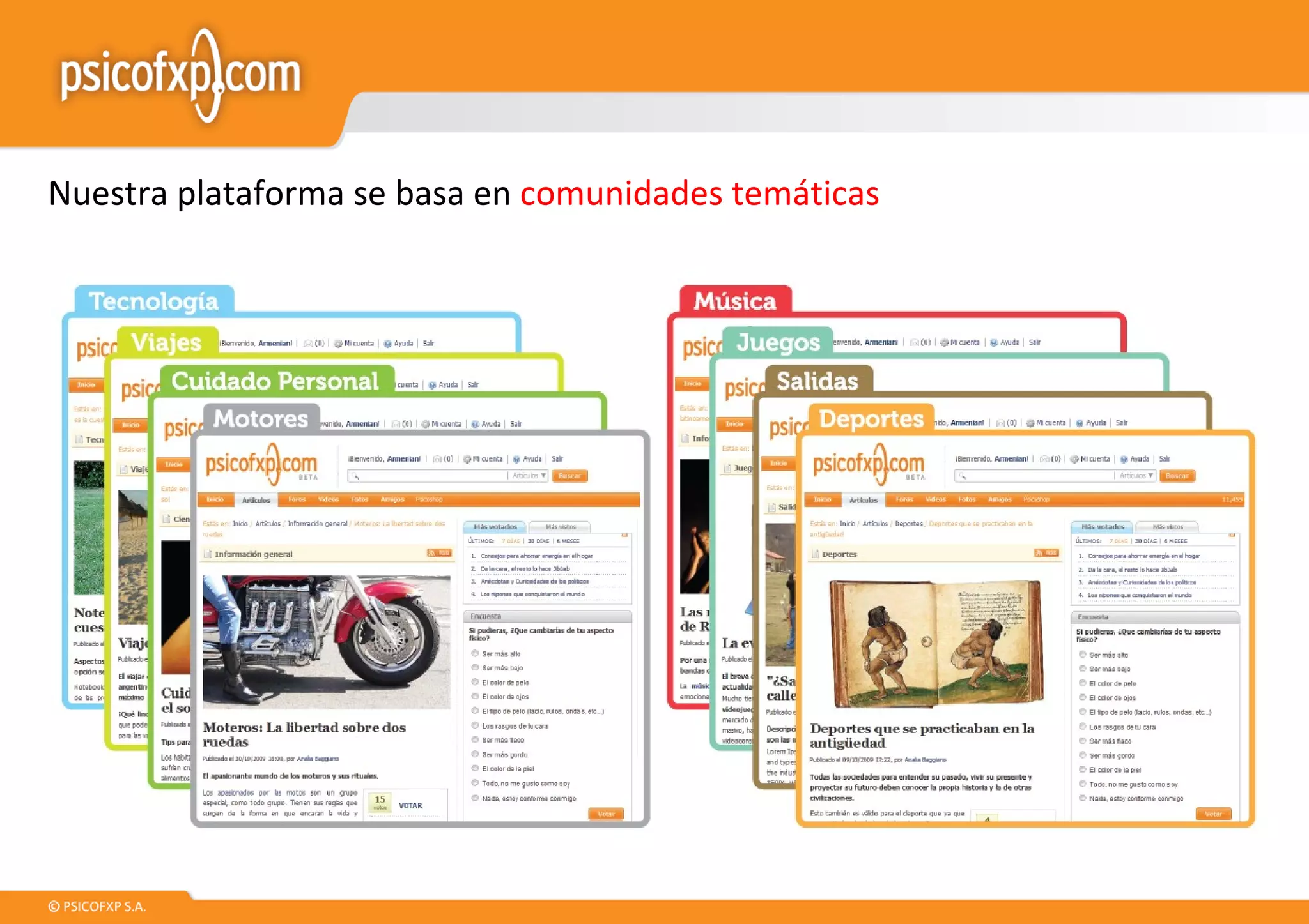 Nuestra plataforma se basa en  comunidades temáticas 