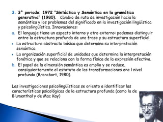 De la mediacional: Bousfield y Osgood (1969) con teorías psicológicas del aprendizaje neo pavloviana.Bousfield (1961) desarrollo la teoría de la mediación representacional. El significado se las palabras se aprende por un mecanismo similar al condicionamiento clásico. Osgood(1969) propuso una mediación emocional como el proceso dominante. Diferencial semántico. 