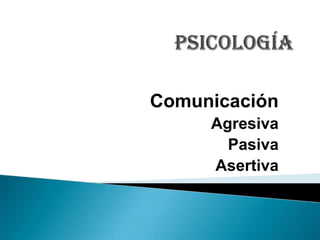 Comunicación
Agresiva
Pasiva
Asertiva
 