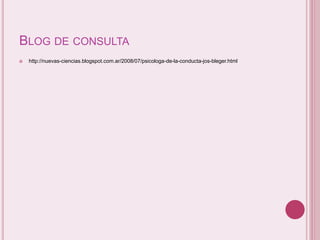 BLOG DE CONSULTA
 http://nuevas-ciencias.blogspot.com.ar/2008/07/psicologa-de-la-conducta-jos-bleger.html
 