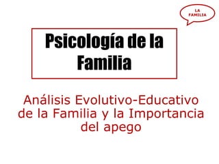 Análisis Evolutivo-Educativo de la Familia y la Importancia del apego LA FAMILIA Psicología de la Familia 
