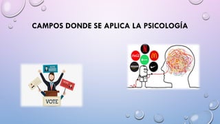 CAMPOS DONDE SE APLICA LA PSICOLOGÍA
 