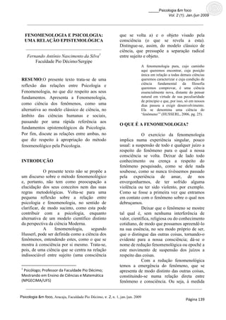 FENOMENOLOGIA, PDF, Fenomenologia (Filosofia)