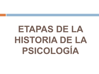 ETAPAS DE LA
HISTORIA DE LA
  PSICOLOGÍA
 