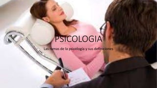 PSICOLOGIA
Las ramas de la psicología y sus definiciones
 