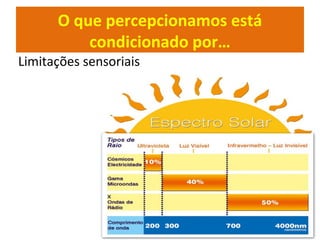 O que percepcionamos está
condicionado por…
Limitações sensoriais
 
