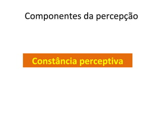 Componentes da percepção
Constância perceptiva
 