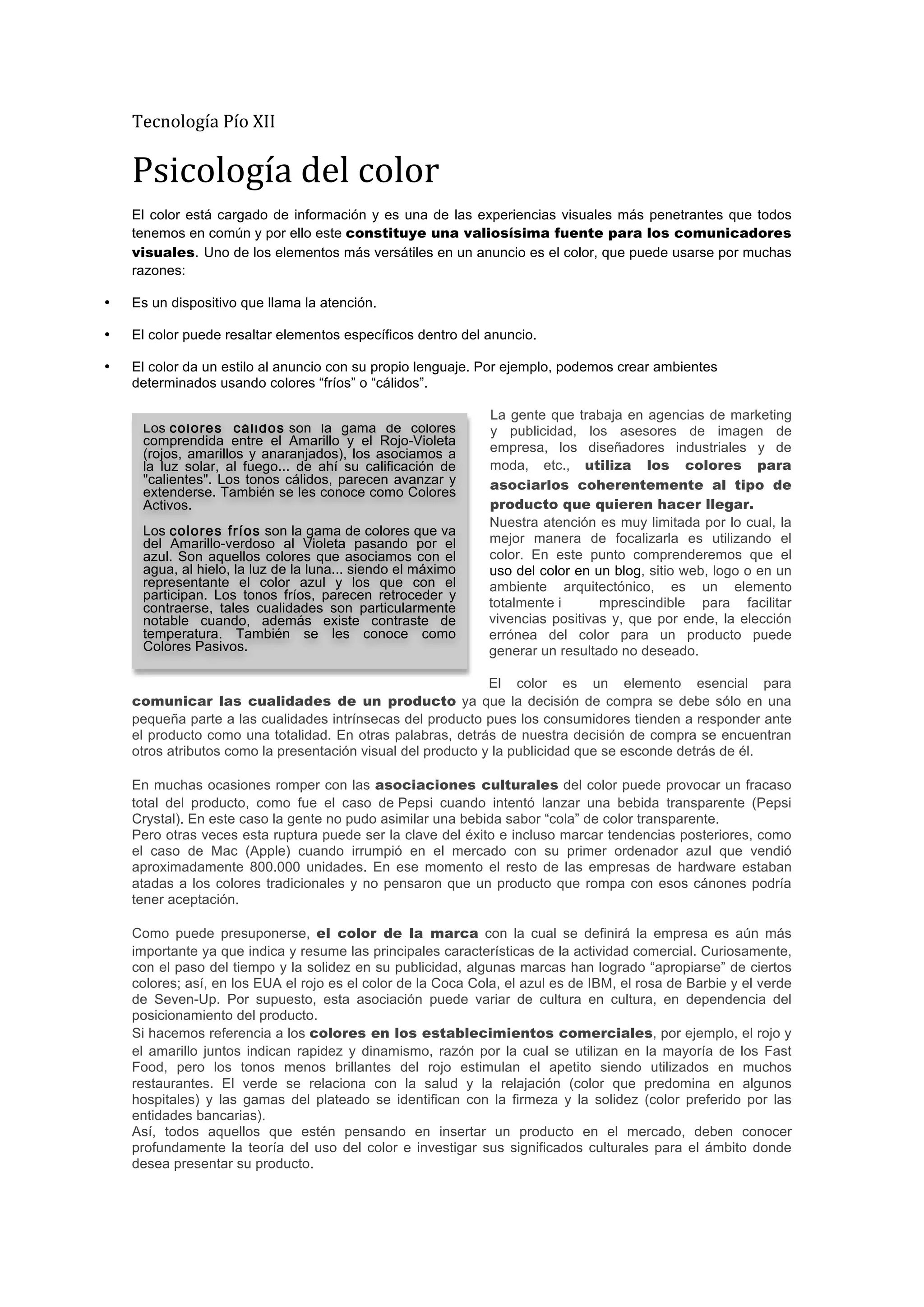 Rompa Color Psicología del color | PDF