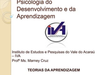 Psicologia do Desenvolvimento e da Aprendizagem Instituto de Estudos e Pesquisas do Vale do Acaraú – IVA ProfºMs. Marney Cruz TEORIAS DA APRENDIZAGEM 