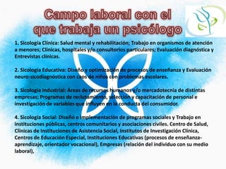 Intereses y gustos por ser un psicólogo.