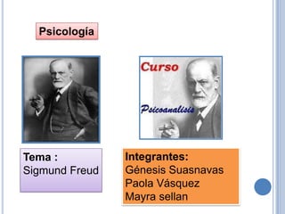 Psicología

Tema :
Sigmund Freud

Integrantes:
Génesis Suasnavas
Paola Vásquez
Mayra sellan

 