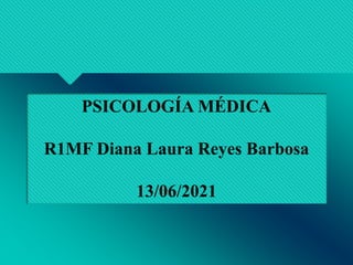 PSICOLOGÍA MÉDICA
R1MF Diana Laura Reyes Barbosa
13/06/2021
 