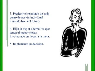 La conciencia de límite : cada persona que toma parte en el esfuerzo se ve de pronto frente a una verdad aplastante al entender que solamente hay una oportunidad de lograr el resultado.- El servicio : la organización necesita del equipo, unos integrantes requieren de los otros.