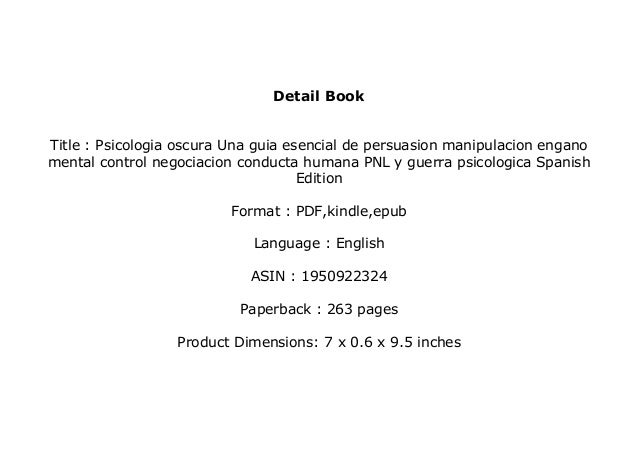 Psicología Oscura: Una Guía Esencial De Persuasión Pdf