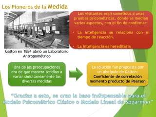 Galton en 1884 abrió un Laboratorio
Antropométrico
Una de las preocupaciones
era de que manera tendían a
variar simultáneamente las
diversas medidas
La solución fue propuesta por
un discípulo de Galton:
Coeficiente de correlación
momento producto de Pearson
 