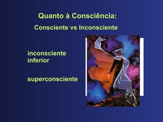 Quanto  à Consciência: Consciente vs Inconsciente inconsciente inferior superconsciente 