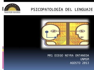 PSICOPATOLOGÍA DEL LENGUAJE

Psicopatología del Lenguaje
MR1 DIEGO NEYRA ONTANEDA
UNMSM
AGOSTO 2013

 