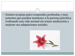 TRATAMIENTOEl tratamiento de una psicosis depende del origen que tenga, pero en general en la mayoría de los casos se utilizan medicamentos anti psicóticos, además de diversos apoyos psicosociales y el tratamiento de la enfermedad de base.