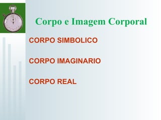 Corpo e Imagem Corporal
CORPO SIMBOLICO
CORPO IMAGINARIO
CORPO REAL
 