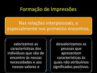RELAÇÃO DO EU COM OS OUTROSCinco Características:Organizam-se de acordo com a função psicossocial dos interlocutores, distinguindo-seas relações simétricas – onde os sujeitos assumem posições idênticasDas relações complementares – onde as posições assumidas são distintas.4