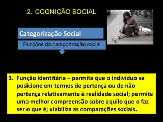 COGNIÇÃO SOCIALImpressões baseiam-se em categorizações;