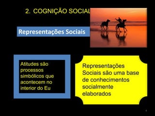 COGNIÇÃO SOCIALExpectativasNa base das Expectativas estão as atitudesAs expressões das nossas atitudes (comportamento) estão sujeitas a muitas influências.As atitudes só permitem prever o comportamento se:Forem minimizadas as outras influências;Se a atitude estiver muito próxima do comportamento previsto;Se a atitude for forte (memória ou experiência).4
