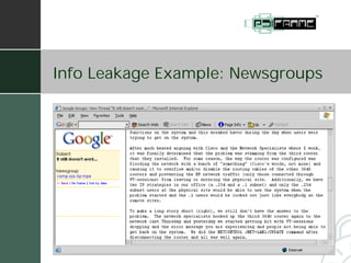 Info Leakage Example: Newsgroups
 