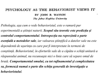 Psihologia Si Stiintele Cognitive