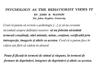 Psihologia Si Stiintele Cognitive