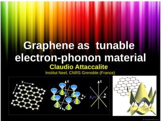 Graphene as tunable
electron-phonon material
Claudio Attaccalite
Institut Neel, CNRS Grenoble (France)
 