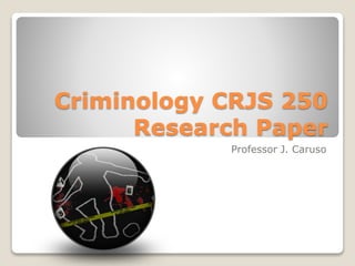 Criminology CRJS 250
Research Paper
Professor J. Caruso
 