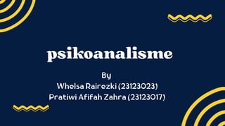 psikoanalisme
By
Whelsa Rairezki (23123023)
Pratiwi Afifah Zahra (23123017)
 