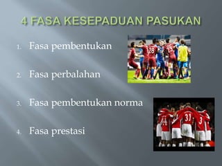 1. Fasa pembentukan
2. Fasa perbalahan
3. Fasa pembentukan norma
4. Fasa prestasi
 
