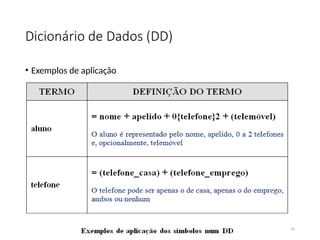 Dicionário de Dados (DD)
• Exemplos de aplicação
47
 
