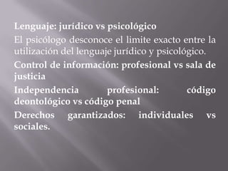 Psicólogos de victimas.Existen graves problemas éticos tales como: