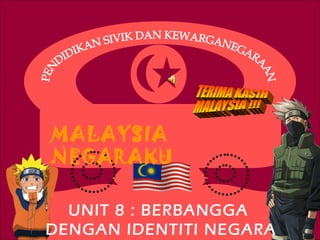 `

MALAYSIA
NEGARAKU
UNIT 8 : BERBANGGA
DENGAN IDENTITI NEGARA

 