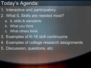 PSLA09 First Year College Students & Information Literacy | PPTX