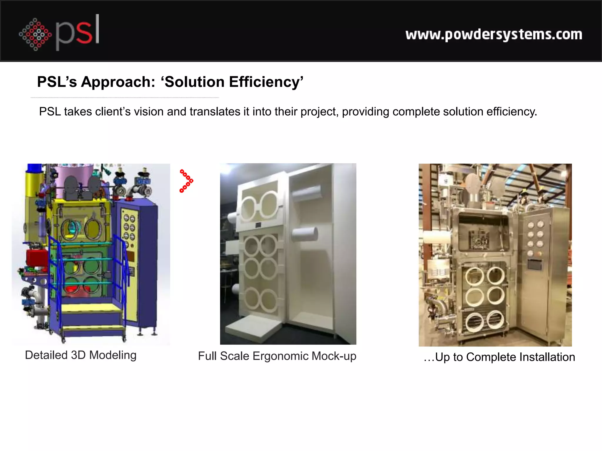 Full Scale Ergonomic Mock-upDetailed 3D Modeling …Up to Complete Installation
PSL’s Approach: ‘Solution Efficiency’
PSL takes client’s vision and translates it into their project, providing complete solution efficiency.
 