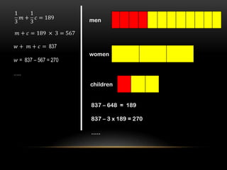men




women




children


837 – 648 = 189

837 – 3 x 189 = 270

…..
 