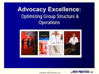 Advocacy Excellence:
 Optimizing Group Structure &
          Operations




                        1
         Copyright © Best Practices®, LLC   BEST PRACTICES,
                                                          ®
                                                              LLC
 