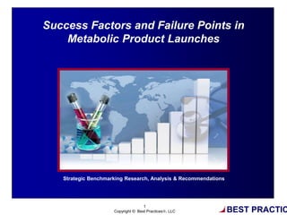 BEST PRACTIC
1
Copyright © Best Practices, LLC
%
Success Factors and Failure Points in
Metabolic Product Launches
Strategic Benchmarking Research, Analysis & Recommendations
 