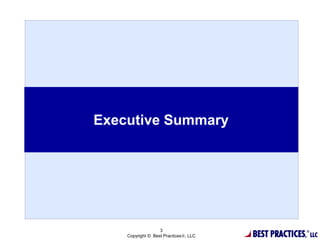 BEST PRACTIC
Executive Summary
3
Copyright © Best Practices , LLC
 