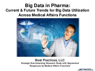 Big Data in Pharma:
Current & Future Trends for Big Data Utilization
Across Medical Affairs Functions
Best Practices, LLC
Strategic Benchmarking Research Study with Segmented
Responses by Medical Affairs Functions
 