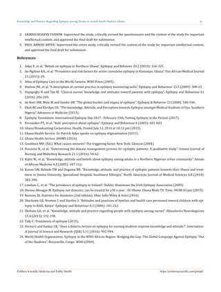 Knowledge and Practice Regarding Epilepsy among Nurses in Asutifi North ...
